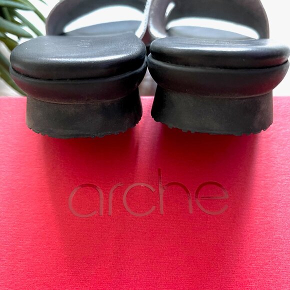 Arche Aurane Leather Slide Sandals in White/Black Size 9.5 - Picture 8 of 11